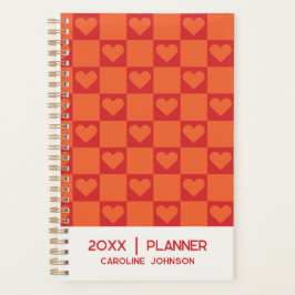 Agenda Corazón Personalizado de Tablero de Damas Retro Na