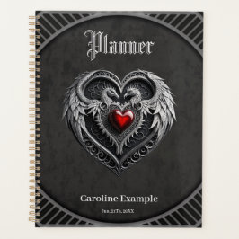 Agenda Corazón plateado con alas