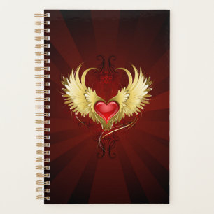 Agenda Corazón Rojo con Alas Doradas