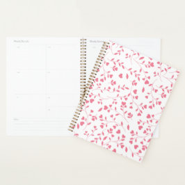 Agenda Corazón Romántico de Vines Rosa Patrón Blanco