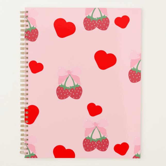 Agenda corazón rosa y bayas (Anverso)