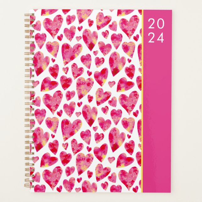Agenda Corazón rosado Girly 2024 (Anverso)