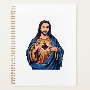 Agenda Corazón Sagrado Grabado Antiguo Vector Religioso D