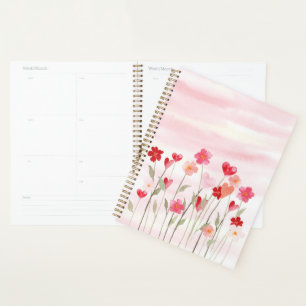 Agenda Corazón y flores acuarelas
