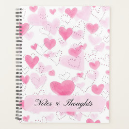 Agenda Corazones de Acuarela Rosa Estética con Nombre Per