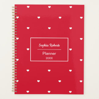 Agenda Corazones de amor blancos patrón rojo