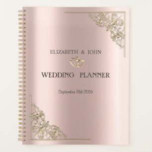 Agenda Corazones de oro elegante Rosa Bodas de oro