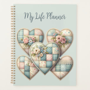 Agenda Corazones de Patchwork Cottagecore Pastel