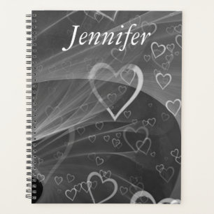 Agenda Corazones de plata abstractos y amor gris personal