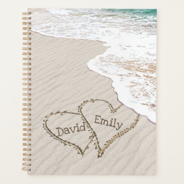 Agenda Corazones de playa con nombres (Anverso)