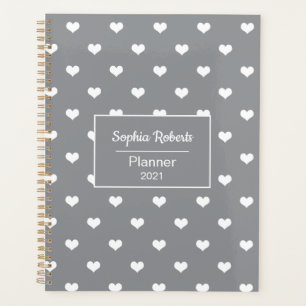 Agenda Corazones modernos patrón gris personalizado