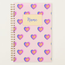 Corazones pastel rosa y púrpura