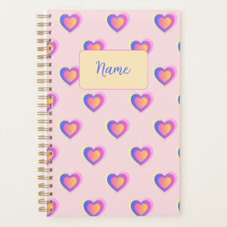 Agenda Corazones pastel rosa y púrpura