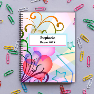 Agenda Corazones rojos, estrellas azules, coloreados y pe