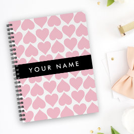 Agenda Corazones rosados, románticos, su nombre, personal