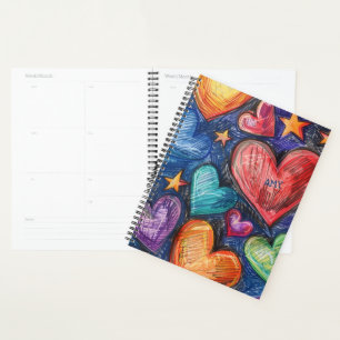 Agenda Corazones y estrellas dibujados a mano