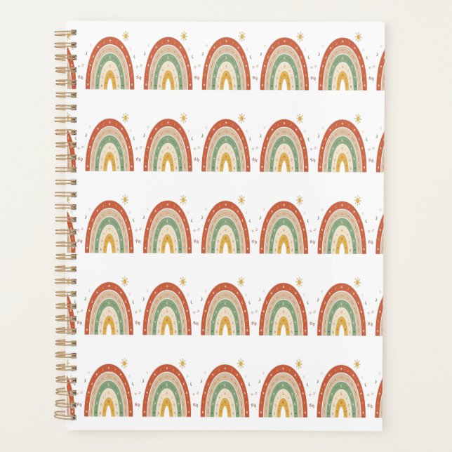Agenda Corbata con patrón de arcoíris boho (Anverso)