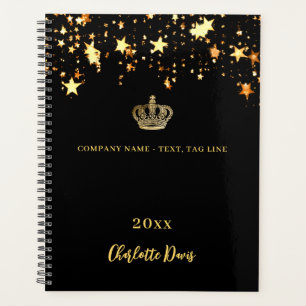 Agenda Corona de estrellas de oro negro nombre año negoci