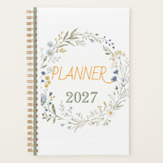 Agenda Corona de flores silvestres sencilla personalizada