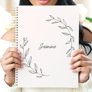 Agenda Corona de Laurel Minimalista con Nombre Personaliz