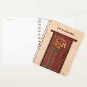 Agenda Corona del suroeste de Chile en puerta de madera r