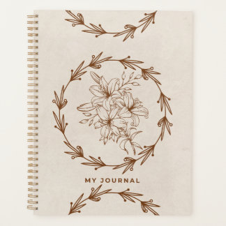 Agenda Corona floral de arte lineal minimalista y crema