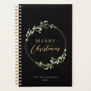 Agenda Corona minimalista de Navidad negra