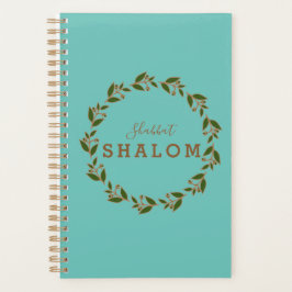Agenda Corona Verde Marrón, Shabbat Shalom Acuarela