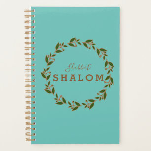 Agenda Corona Verde Marrón, Shabbat Shalom Acuarela