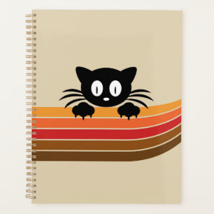 Agenda Cortar gato negro con rayas retro