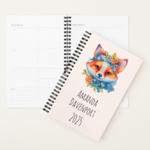 Agenda Corto Naranja Fox con corona floral