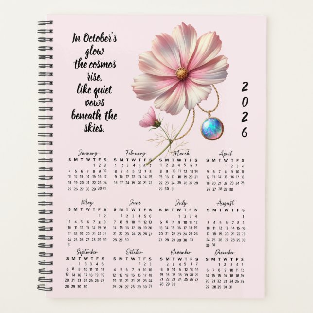Agenda Cosmos & Opal Verso de Octubre – 2026 Año Completo (Anverso)