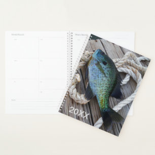 Agenda Costero Nautical Blue Fish Wood Dock