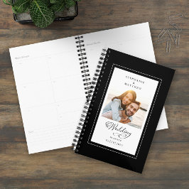 Agenda Costumbre de Boda Foto Escritura Elegante Blanco y