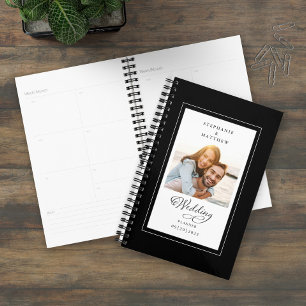 Agenda Costumbre de Boda Foto Escritura Elegante Blanco y