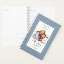 Agenda Costumbre de Boda Foto Polvo Azul Elegante Letra