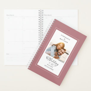 Agenda Costumbre de Boda Foto Polvo Rosa Escritura Elegan