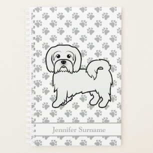 Agenda Coton de Tulear Perro de Dibujos Animados Lindo & 