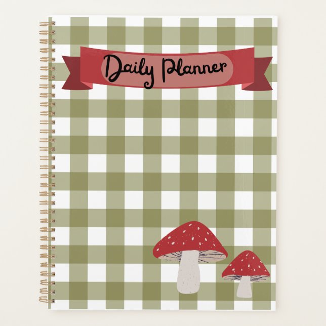 Agenda Cottagecore gingham champihroom planner (Anverso)