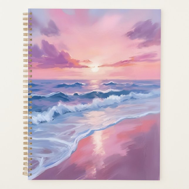 Agenda Cotton Candy Beach | Pink Ocean Waves Painting (Anverso)