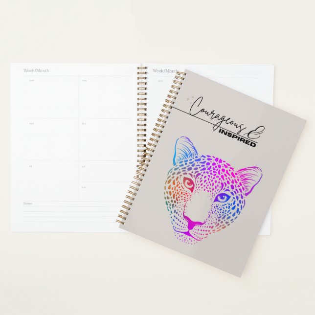 Agenda Courageous & Inspired Rainbow Leopard Planner (Demostración)