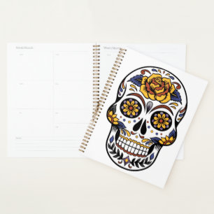 Agenda Cráneo de azúcar rosa amarillo