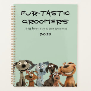 Agenda Crazy Watercolor Dog Groomers Boutique Blue