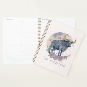 Agenda Crea tu propia acuarela púrpura Taurus Zodiac