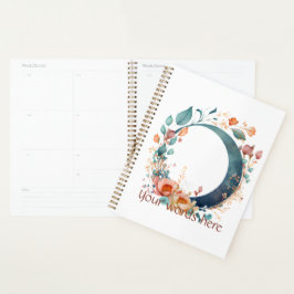 Agenda Crea tu propia luna floral rosa y dorada