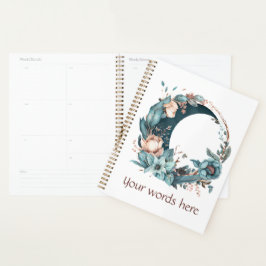 Agenda Crea tu propia Luna Floral Verde azulada y de Peac