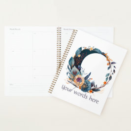 Agenda Crea tu propia luna floral Verde azulada y dorada