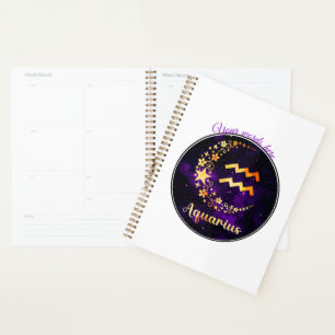 Agenda Crea tu propio Aquarius Zodiac Celeste Púrpura