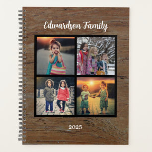 Agenda Crea tu propio collage de fotos familiares rústico