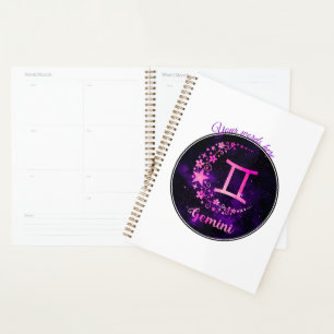 Agenda Crea tu propio Gemini Celestial Púrpura Zodiac